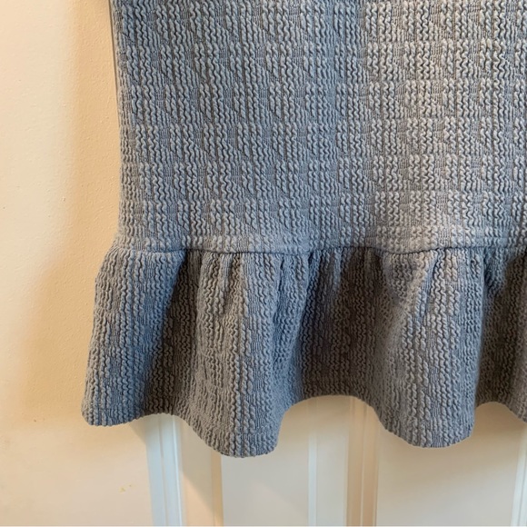 W5 | Sleeveless Halter A Line Peplum Blue Textured Top Size S - Picture 5 of 7